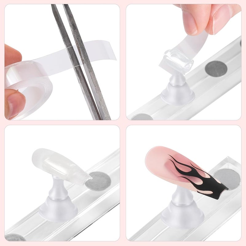 Etercycle Acrylic Nail Art Display Stand - Magnetic Practice Holder for Painting Nails With Double-sided Tape - Home DIY Salon Supplies (White) - Image 4